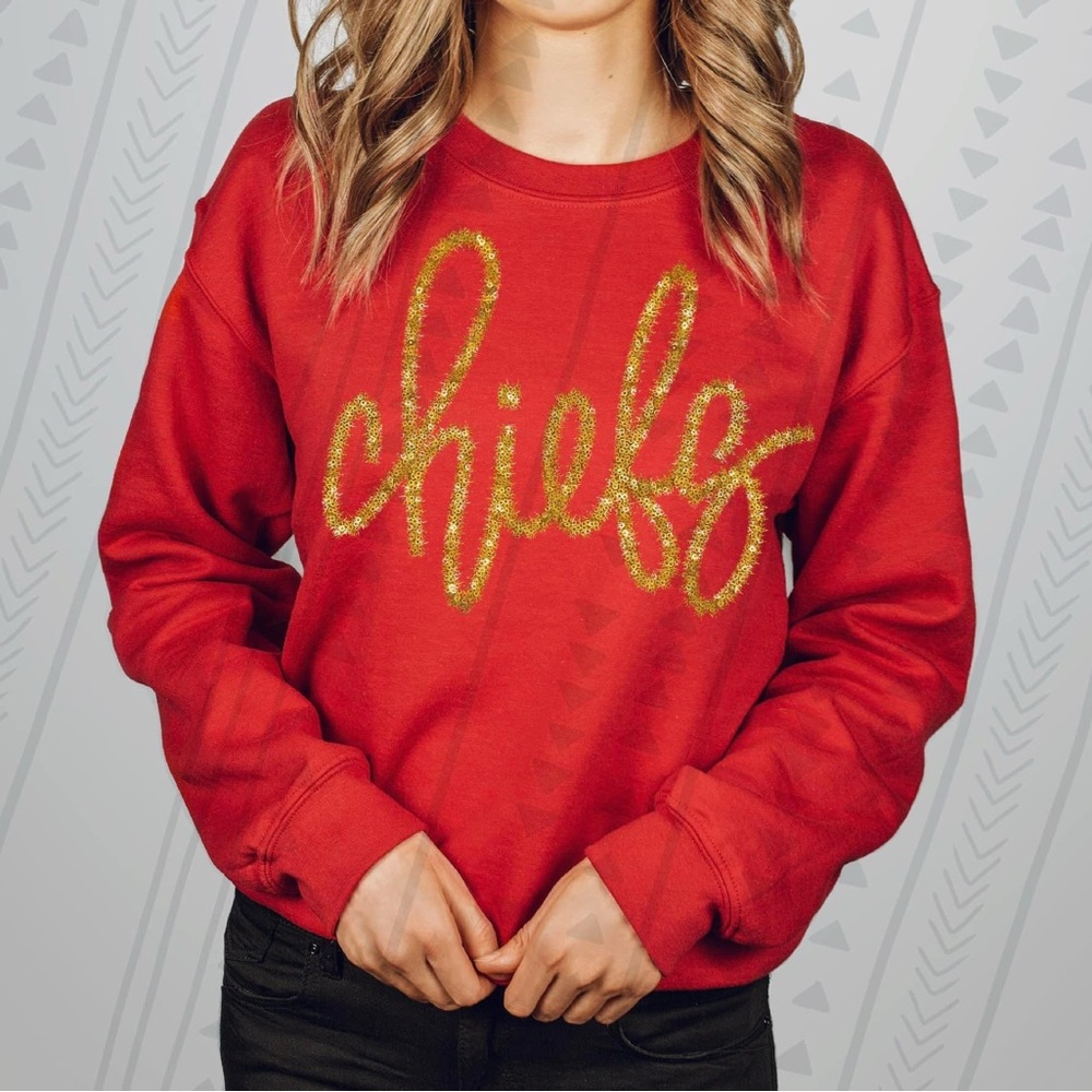 Plus Size KC Chiefs Faux Sparkle Garland Sweatshirt